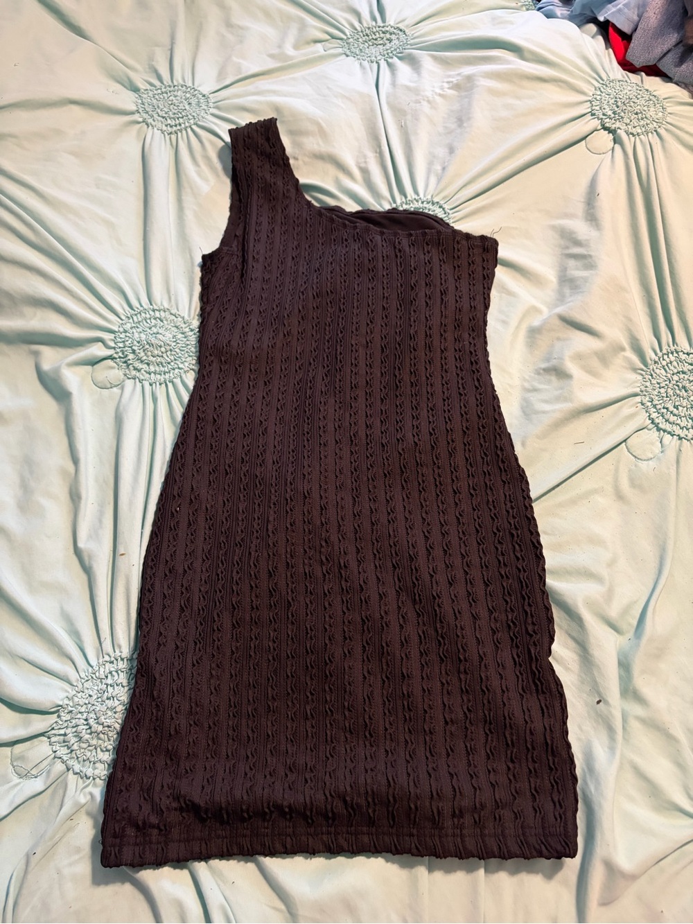 SHEIN One-Shoulder Black Ribbed Knit Dress